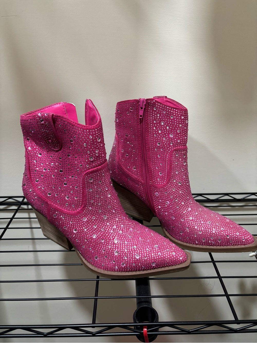 Very G Hot Pink Rhinestone Ankle Booties